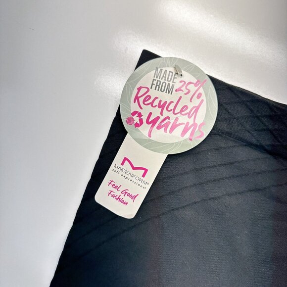 Maidenform Cool Comfort High Waist Firm Shaping Shorts SZ M  Black Recycled Yarn - Picture 10 of 10